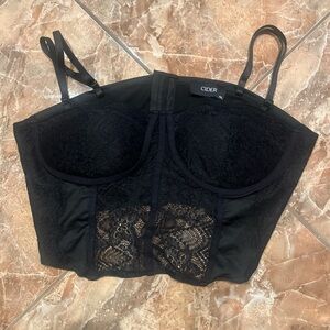 Cider Black Curve & Plus Floral Lace Corset Top